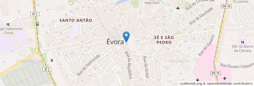 Mapa de ubicacion de Praxis Clube en Portugal, Alentejo, Alentejo Central, Évora, Évora, Bacelo E Senhora Da Saúde, Évora.