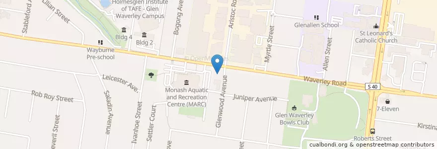 Mapa de ubicacion de Wash Me en Australien, Victoria, City Of Monash.