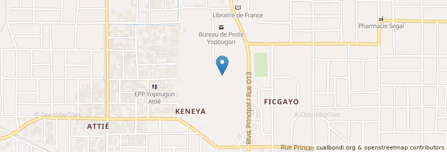 Mapa de ubicacion de Burger King en Ivoorkust, Abidjan, Yopougon.