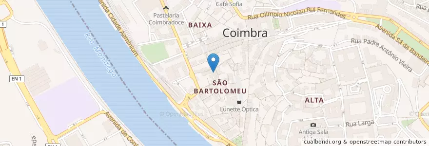 Mapa de ubicacion de Retiro do Conde en Portugal, Centro, Baixo Mondego, Coimbra, Coimbra, Sé Nova, Santa Cruz, Almedina E São Bartolomeu.