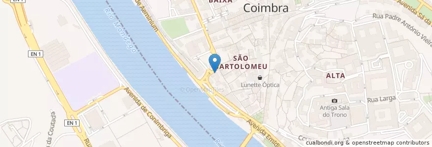 Mapa de ubicacion de Café Angola en Portugal, Centro, Baixo Mondego, Coimbra, Coimbra, Sé Nova, Santa Cruz, Almedina E São Bartolomeu.