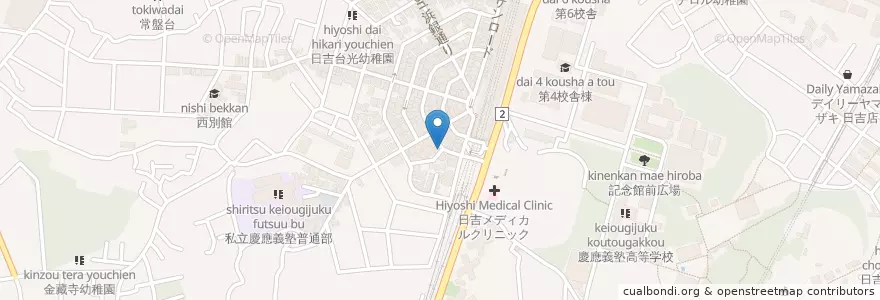 Mapa de ubicacion de 日吉皮膚科クリニック en Japan, Kanagawa Prefecture, Yokohama, Kohoku Ward.