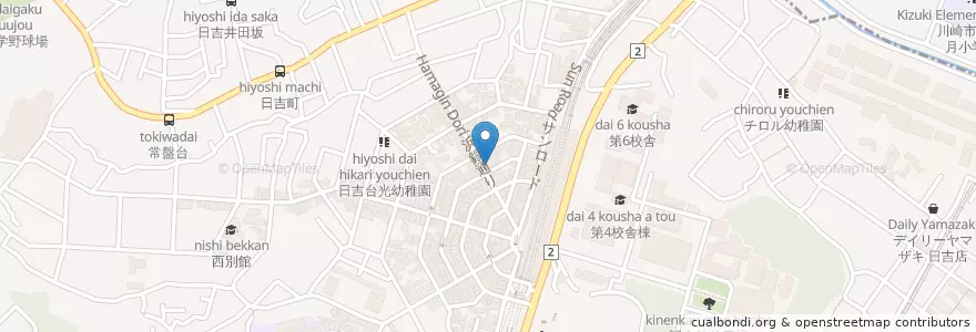 Mapa de ubicacion de 横浜銀行 en 일본, 가나가와현, 요코하마시, 港北区.