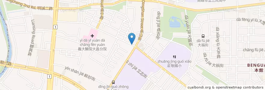 Mapa de ubicacion de 開心素食 en Taiwán, Kaohsiung, 三民區.