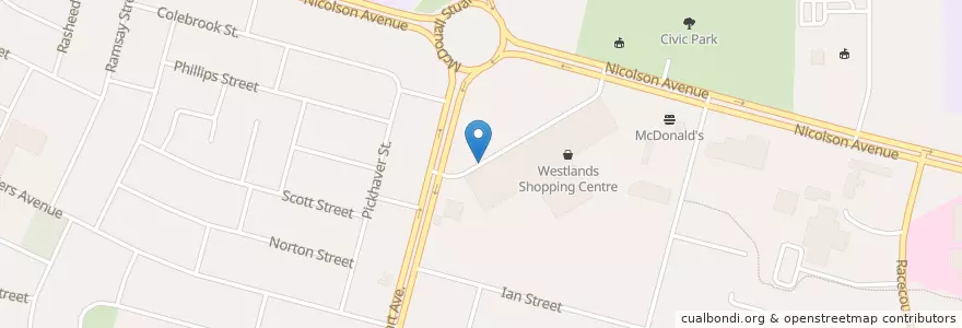 Mapa de ubicacion de Westlands Shopping Centre Bus Terminal en Australie, Australie Méridionale, The Corporation Of The City Of Whyalla.
