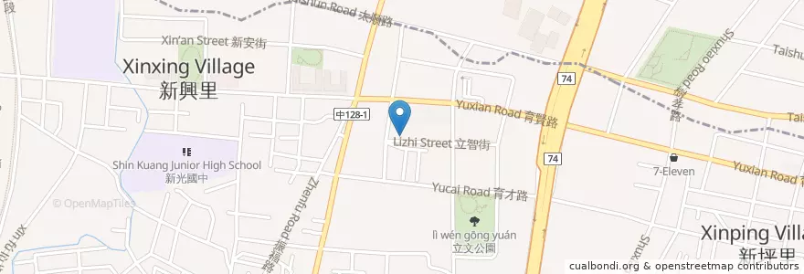 Mapa de ubicacion de 喬富素食麵館 en Taiwan, Taichung, Distretto Di Taiping.