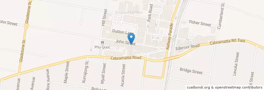 Mapa de ubicacion de John Belvedere en Avustralya, New South Wales, Sydney, Fairfield City Council.