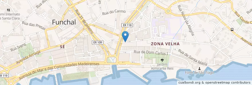 Mapa de ubicacion de Pau de Canela en ポルトガル, Funchal (Santa Maria Maior).