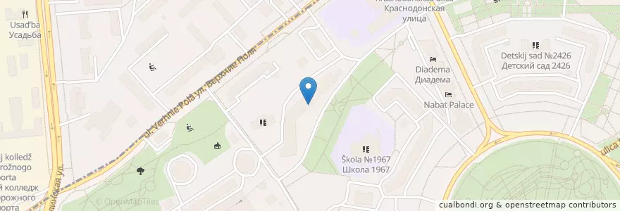 Mapa de ubicacion de Медцентр УМАЙ клиник en Rusia, Центральный Федеральный Округ, Москва, Юго-Восточный Административный Округ, Район Марьино.