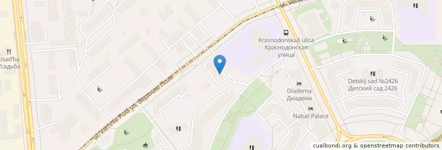 Mapa de ubicacion de Vreshete en Rússia, Distrito Federal Central, Москва, Юго-Восточный Административный Округ, Район Марьино.