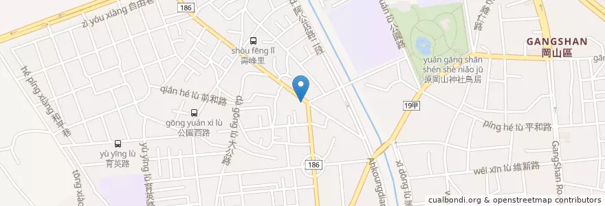 Mapa de ubicacion de 丹丹漢堡 en Taiwan, Kaohsiung, 岡山區.