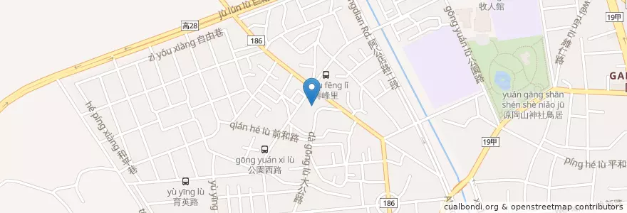Mapa de ubicacion de 龍峰宮 en تايوان, كاوهسيونغ, 岡山區.