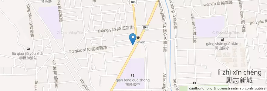 Mapa de ubicacion de 吉羊羊肉 en تايوان, كاوهسيونغ, 岡山區.