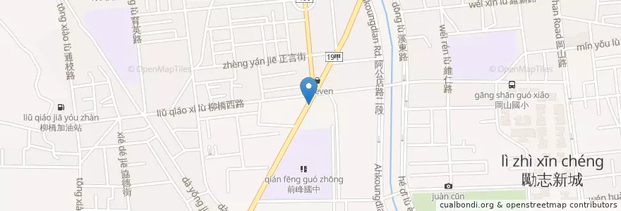 Mapa de ubicacion de 馮家市場麵 en 台湾, 高雄市, 岡山区.