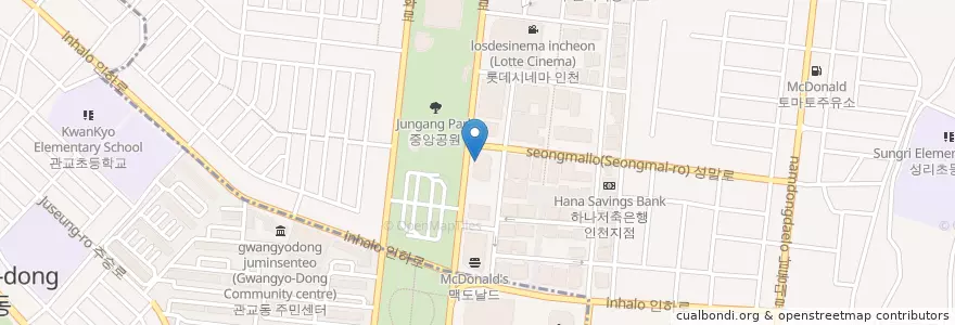 Mapa de ubicacion de Starbucks en 대한민국, 인천, 남동구, 구월동.