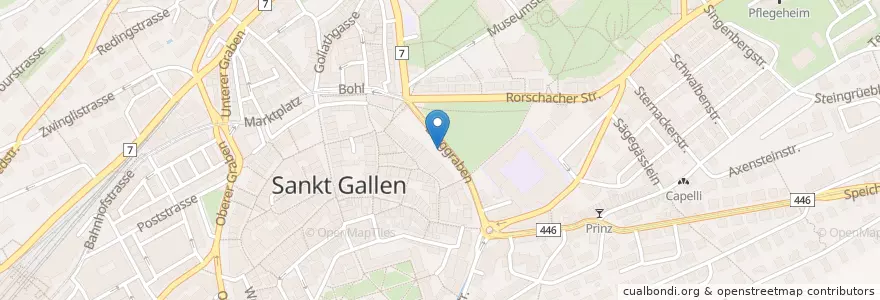 Mapa de ubicacion de Burggraben (42) en 스위스, Sankt Gallen, Wahlkreis St. Gallen, St. Gallen.