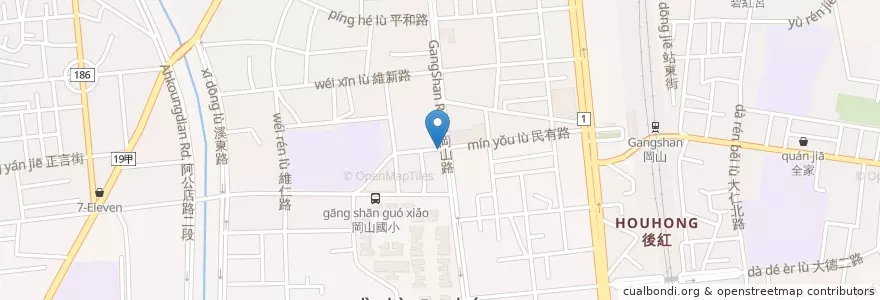 Mapa de ubicacion de 永和豆漿 en Taiwán, Kaohsiung, 岡山區.