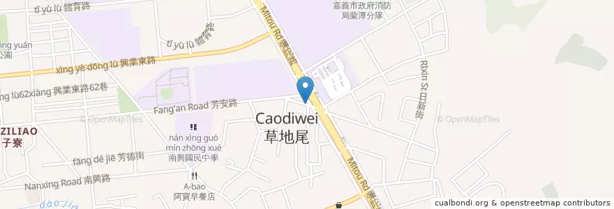 Mapa de ubicacion de 大眾第一家鹽酥雞 en Tayvan, 臺灣省, 嘉義市, 嘉義縣, 東區.