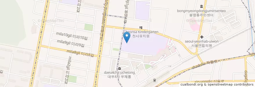 Mapa de ubicacion de 천안여자상업고등학교 en Coreia Do Sul, Chungcheong Do Sul, 천안시, 동남구, 봉명동.