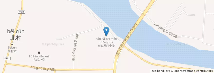 Mapa de ubicacion de 石门实验学校北门 en China, Cantão, 佛山市, 南海区.