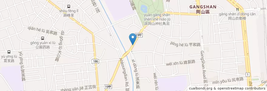 Mapa de ubicacion de 三商巧福 en تايوان, كاوهسيونغ, 岡山區.