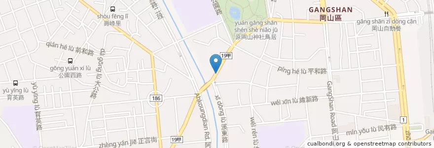 Mapa de ubicacion de 拿坡里披薩 en 타이완, 가오슝시, 강산구.