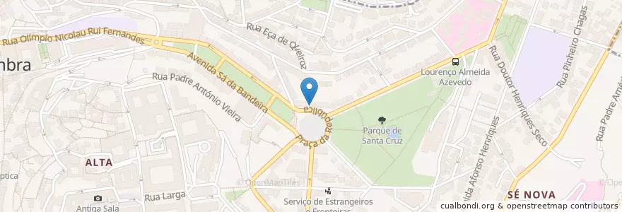 Mapa de ubicacion de What's Up Doc en Португалия, Центральный Регион, Baixo Mondego, Coimbra, Coimbra, Sé Nova, Santa Cruz, Almedina E São Bartolomeu.