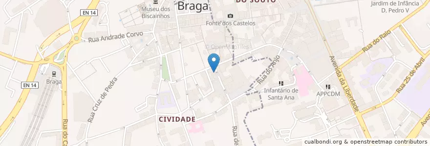 Mapa de ubicacion de Alfacinha en Portogallo, Nord, Braga, Cávado, Braga, Maximinos, Sé E Cividade, São José De São Lázaro E São João Do Souto.