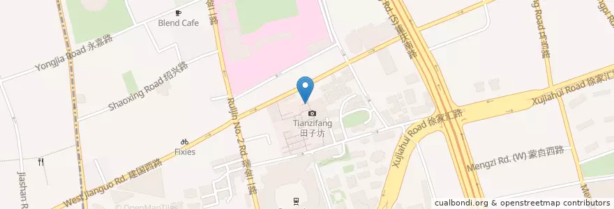 Mapa de ubicacion de Café Dan en 중국, 상하이, 황푸구.