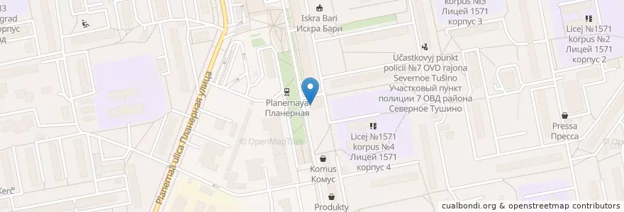 Mapa de ubicacion de Мархал en Rusia, Distrito Federal Central, Москва, Северо-Западный Административный Округ, Район Северное Тушино.