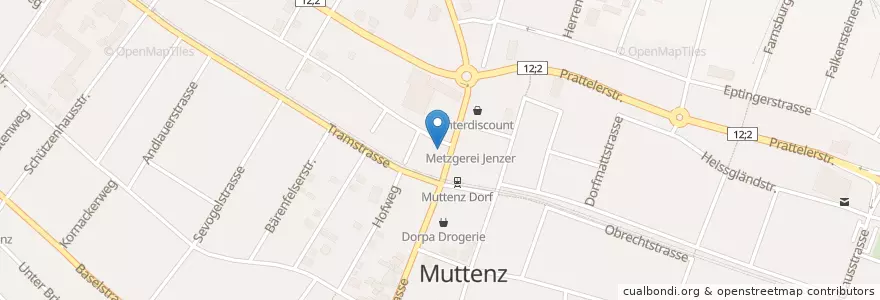 Mapa de ubicacion de Dönerstop en Schweiz/Suisse/Svizzera/Svizra, Basel-Landschaft, Bezirk Arlesheim, Muttenz.