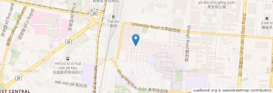 Mapa de ubicacion de 羅瑛手工麵食館 en 臺灣, 臺南市, 東區.