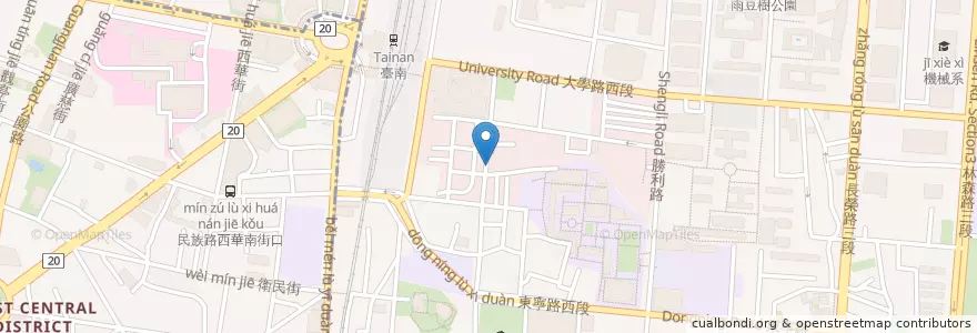 Mapa de ubicacion de 江南美食黃牛肉麵 en 臺灣, 臺南市, 東區.