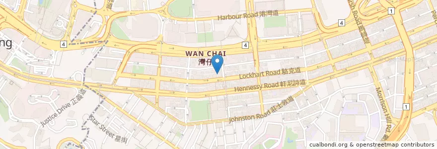 Mapa de ubicacion de 港豐找換 Kong Fung Exchange en China, Guangdong, Hongkong, Hong Kong Island, New Territories, 灣仔區 Wan Chai District.