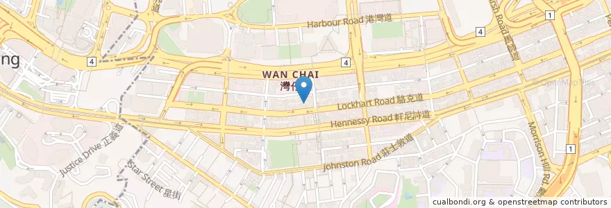 Mapa de ubicacion de 任你點車仔麵 Yummy Cart Noodles en China, Guangdong, Hong Kong, Pulau Hong Kong, Wilayah Baru, 灣仔區 Wan Chai District.