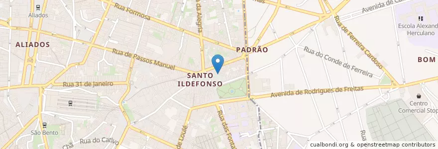 Mapa de ubicacion de Óbio en Portugal, Norte, Porto, Área Metropolitana Do Porto, Porto, Cedofeita, Santo Ildefonso, Sé, Miragaia, São Nicolau E Vitória, Bonfim.