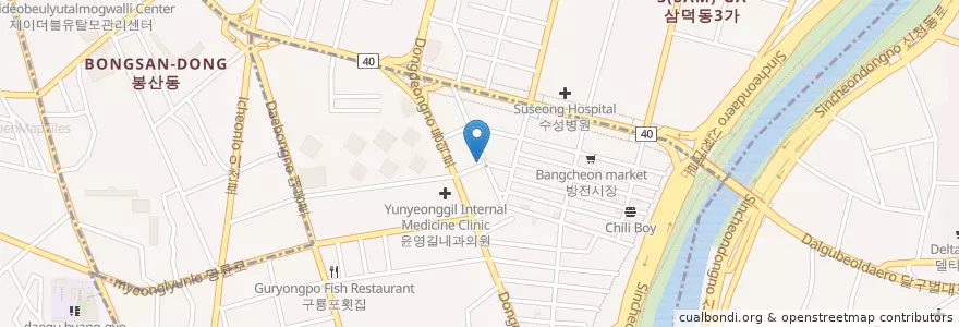 Mapa de ubicacion de 일미순두부 en كوريا الجنوبية, ديغو, 중구, 대봉동.