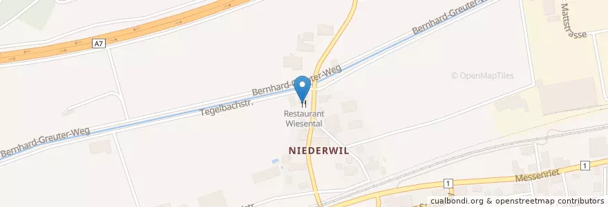 Mapa de ubicacion de Restaurant Wiesental en Швейцария, Тургау, Bezirk Frauenfeld, Gachnang.