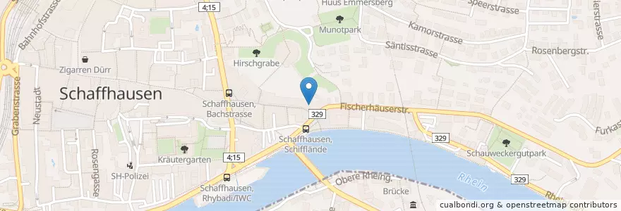 Mapa de ubicacion de Praxis Schifflände en Schweiz/Suisse/Svizzera/Svizra, Schaffhausen, Schaffhausen.