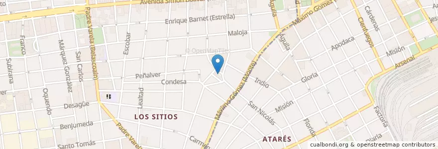 Mapa de ubicacion de Iglesia de San Nicolás y San Judas en キューバ, La Habana, La Habana Vieja, Centro Habana.