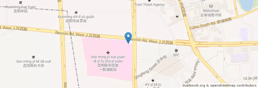 Mapa de ubicacion de 交通银行 en 중국, 윈난 성, 쿤밍 시, 五华区, 大观街道.