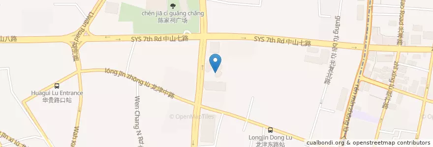 Mapa de ubicacion de Starbucks en Cina, Guangdong, 广州市, 荔湾区, 金花街道, 龙津街道.