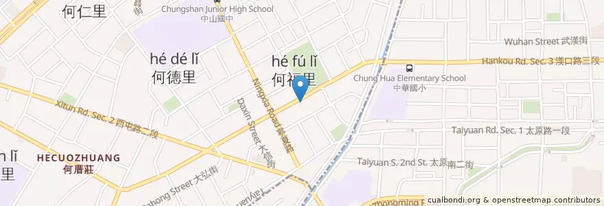 Mapa de ubicacion de 牛排大叔 en 台湾, 台中市, 西屯区.
