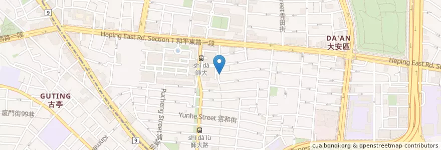 Mapa de ubicacion de 麻辣臭豆腐 en 臺灣, 新北市, 臺北市, 大安區.
