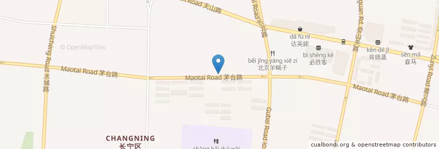 Mapa de ubicacion de 汤包官 en China, Shanghai, Changning.