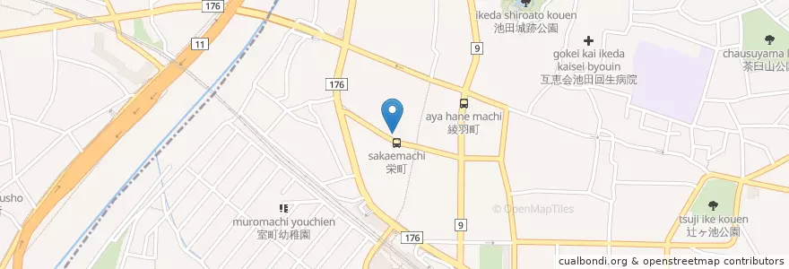 Mapa de ubicacion de ドングリ en Jepun, 大阪府, 池田市.