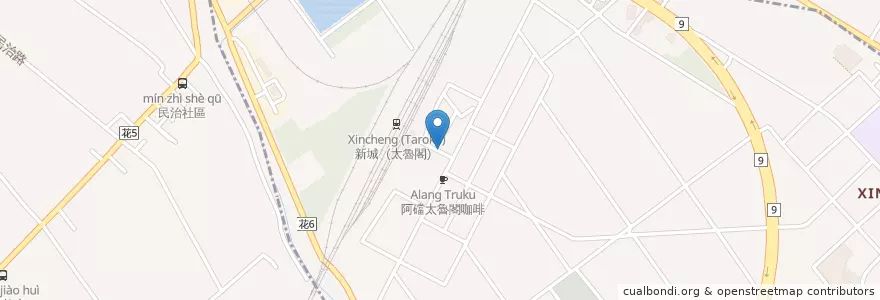 Mapa de ubicacion de 莊莊早餐 en Tayvan, 臺灣省, Hualien, 新城鄉.