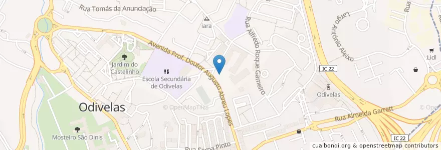 Mapa de ubicacion de USF Cruzeiro (CS Odivelas) en Portugal, Área Metropolitana De Lisboa, Lisboa, Grande Lisboa, Odivelas, Odivelas.