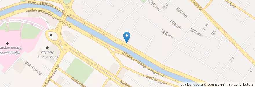 Mapa de ubicacion de کباب کباب شیراز en Irán, Fars, شهرستان شیراز, بخش مرکزی, شیراز.
