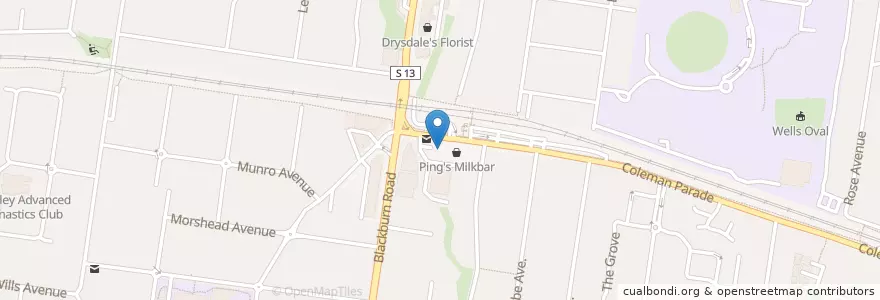 Mapa de ubicacion de The Stray Dog Cafe en Austrália, Victoria, City Of Monash.